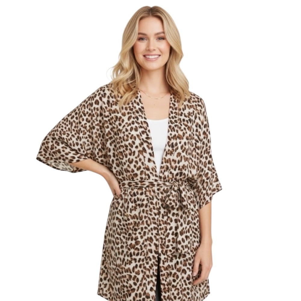 NWT Chico's cheetah print robe size S-M